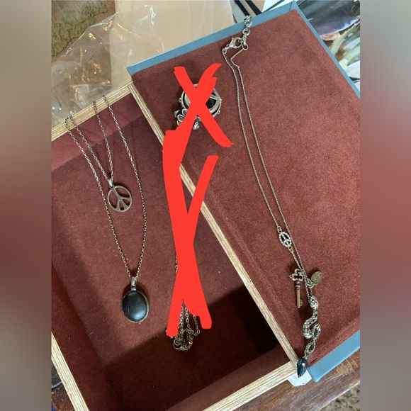 LUCKY BRAND Necklaces x2 double peace sign pendant & snake pendant necklaces - Picture 6 of 8